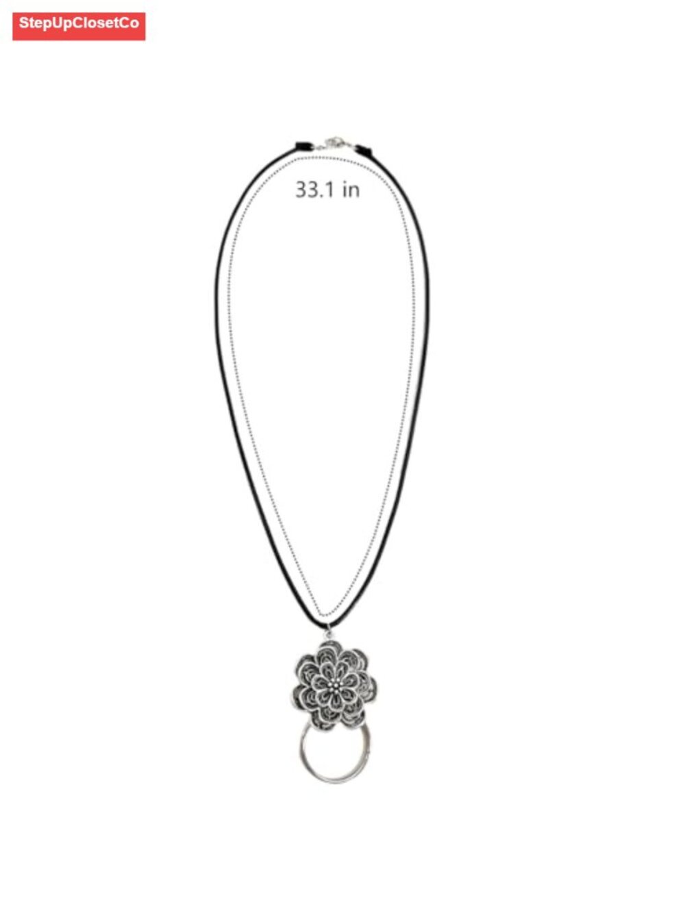 Eyeglass Necklace Holder Leather Strap with Flower Ring Sunglass Chain for Women - Picture 6 of 6